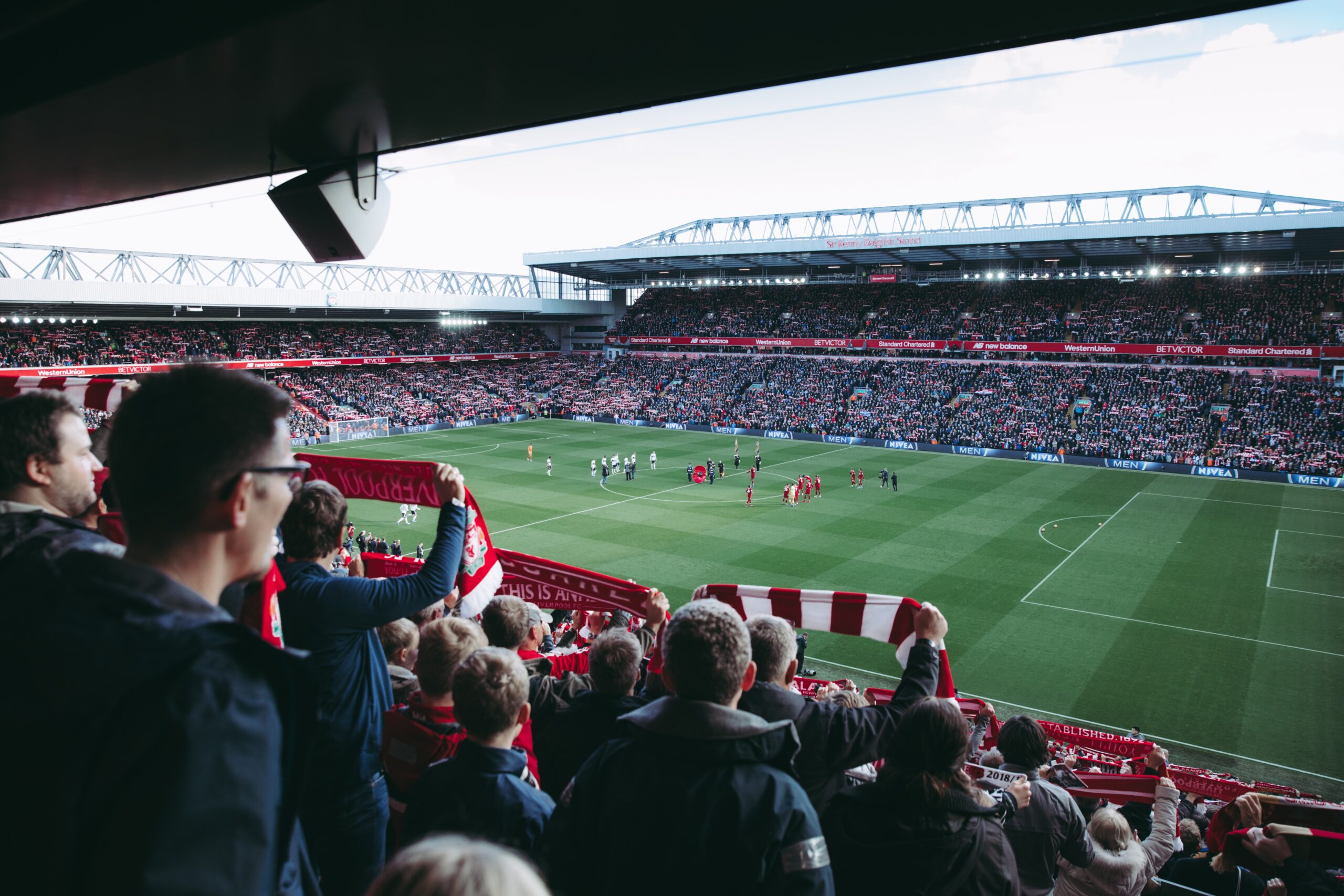 Football fans watching a game.