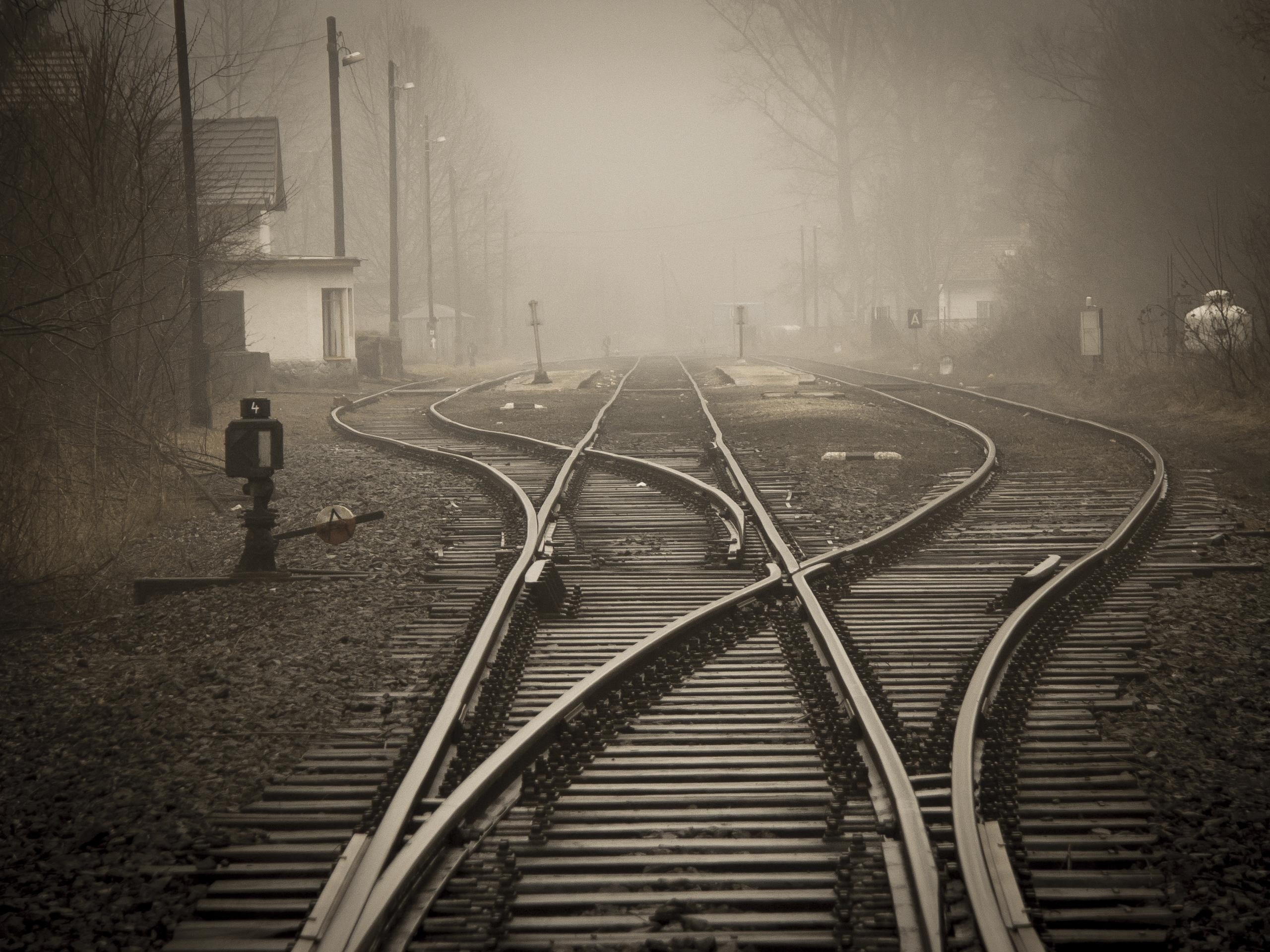 railway tracks branching off in different directions