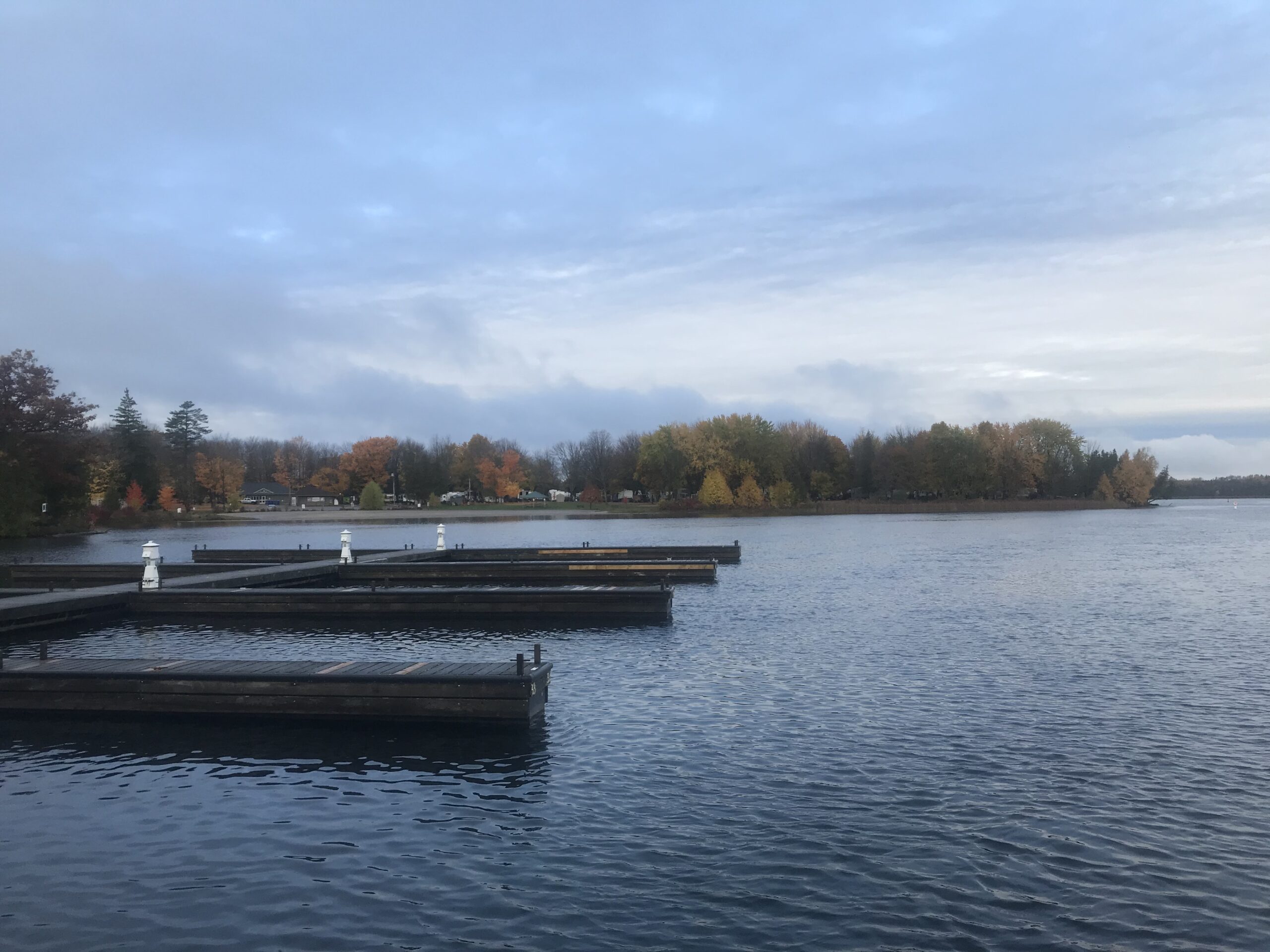 Docks at a marina in the fall.