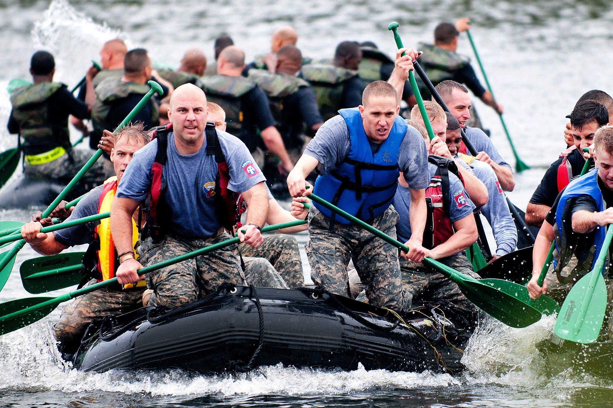 White water rafters suggesting teamwork.