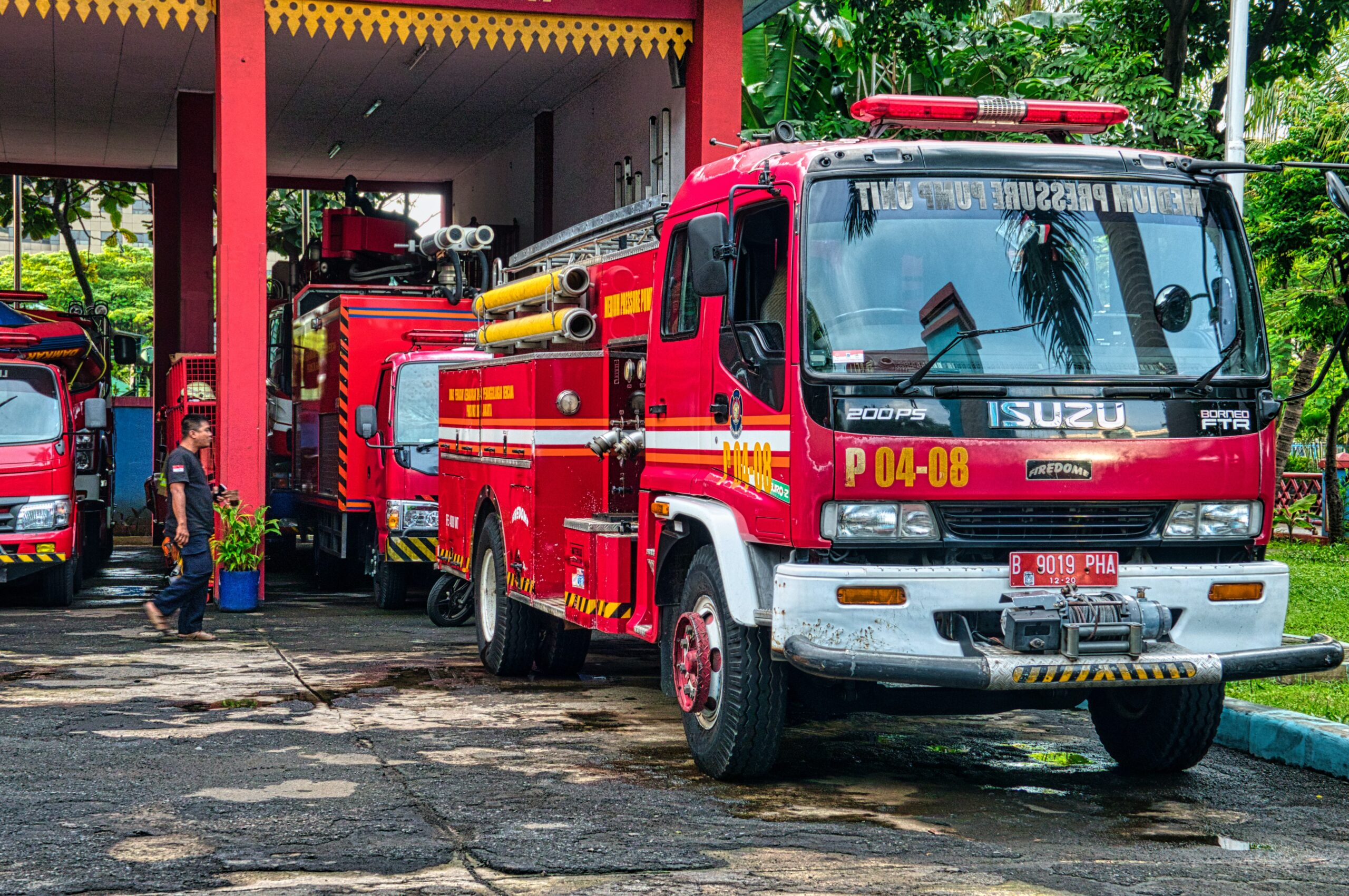 Red fire truck.