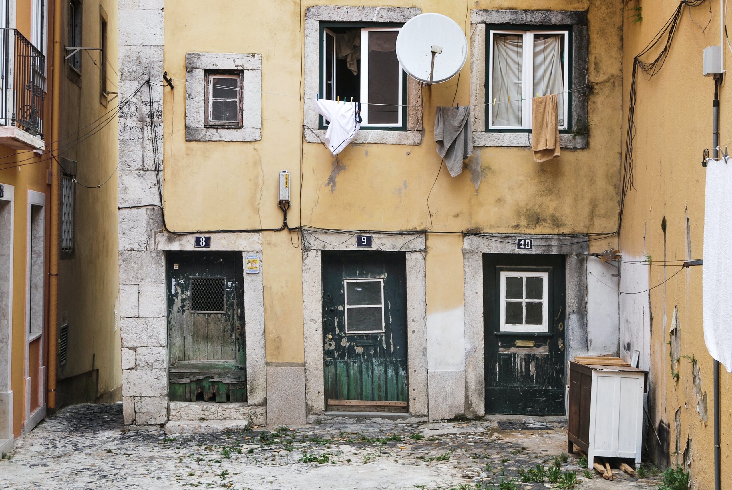 A rundown building.