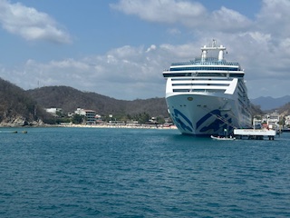 Cruise ship docked.