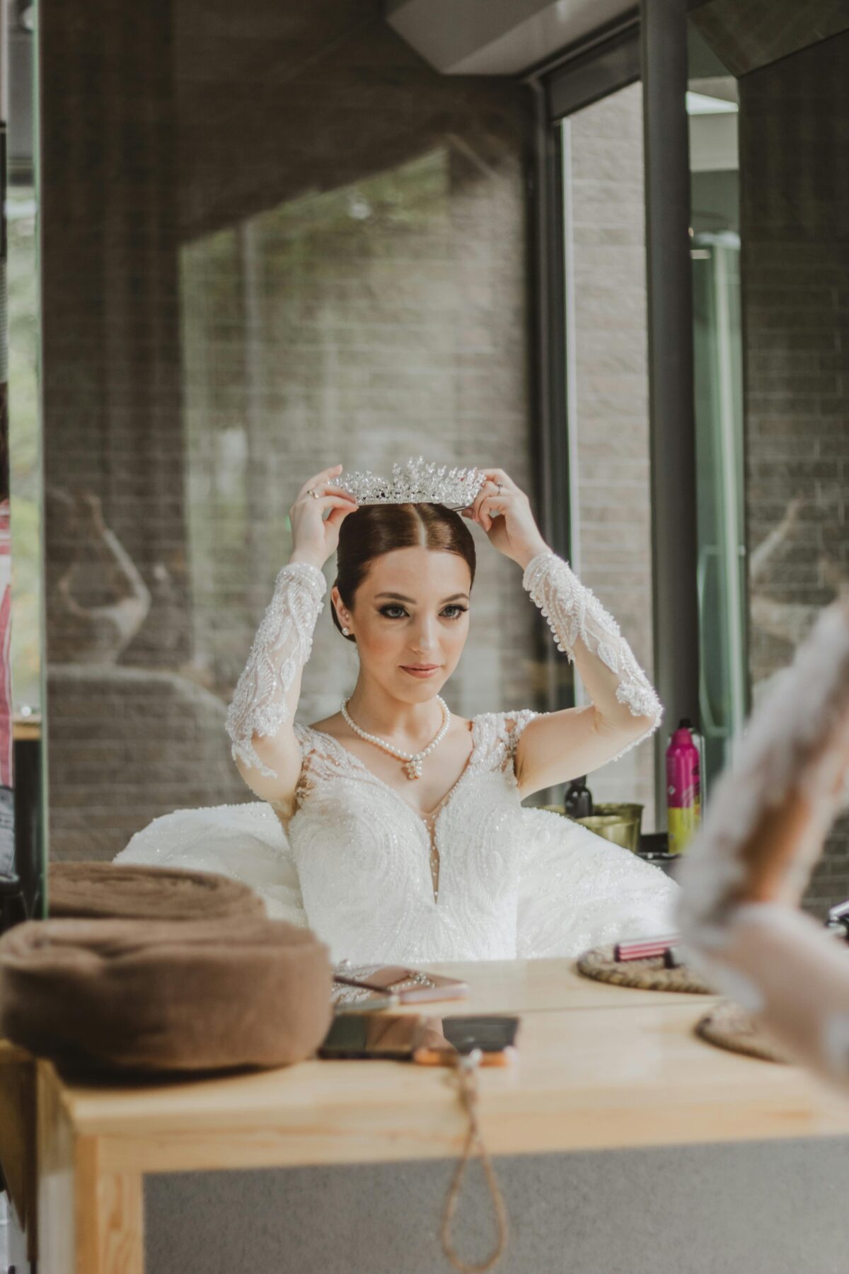 A bride preparing for the wedding.